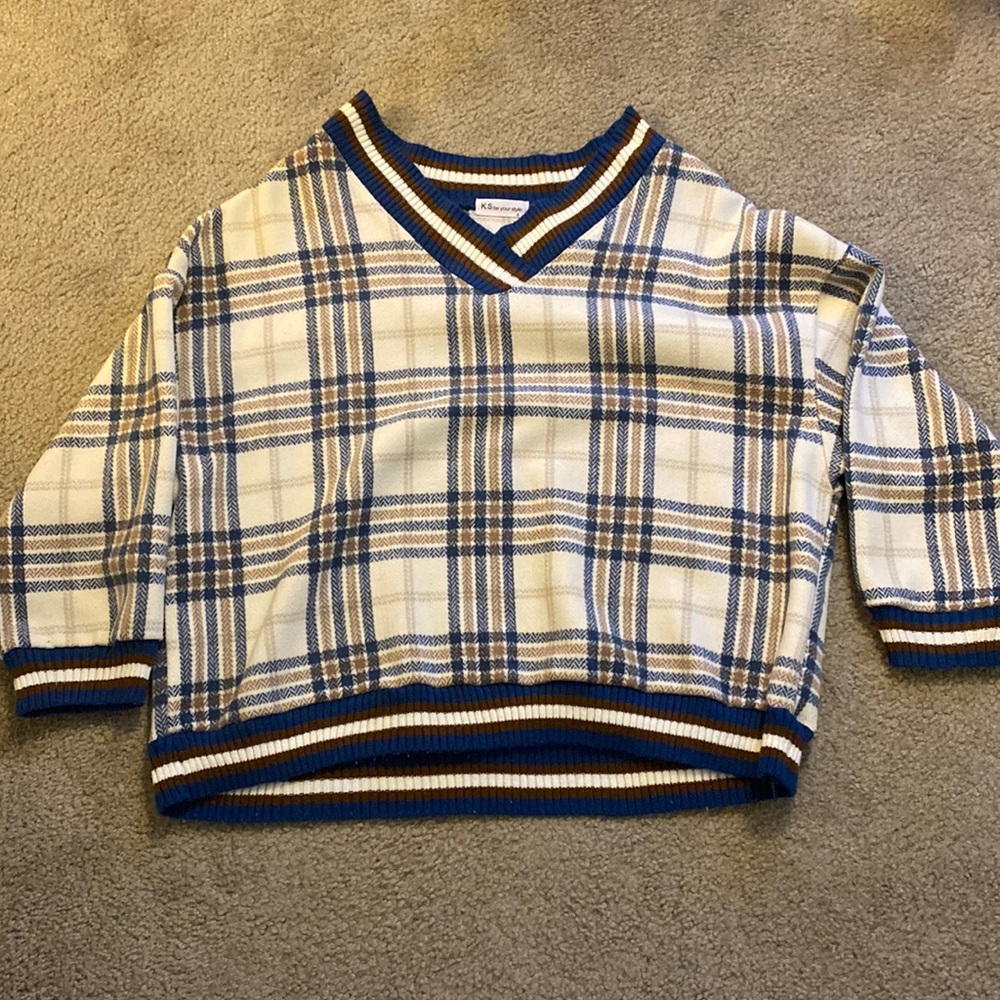 Plaid baggy pull over